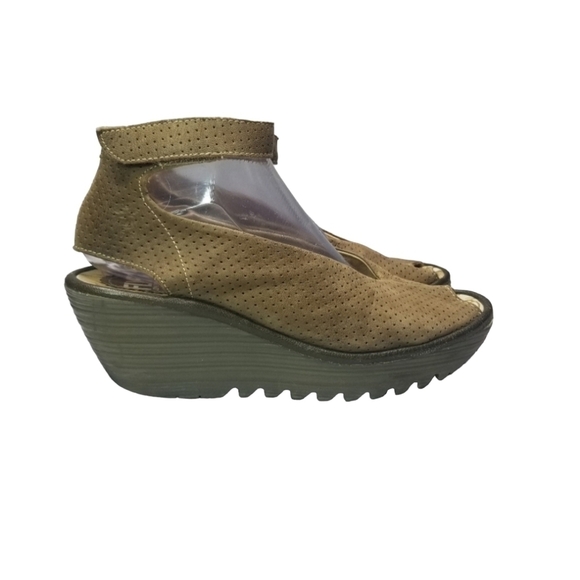 Fly London Yala perf leather wedge sandals - Picture 1 of 14